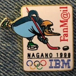 IBM Olympic Pin ~ FanM@il ~ 1998 Nagano, Japan ~ Ice Hockey